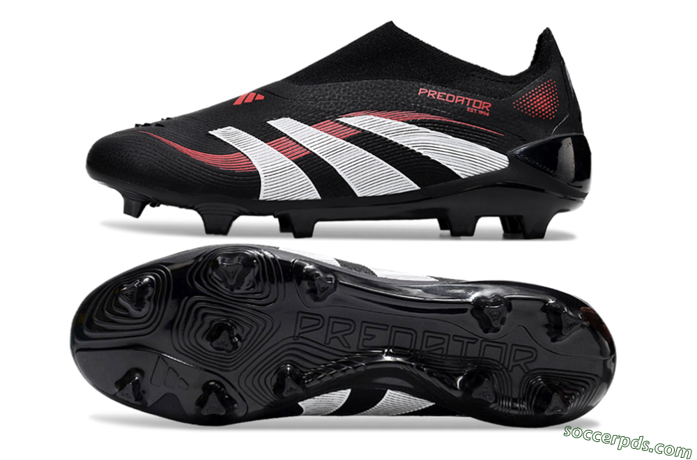 Adidas Predator Elite Laceless FG Low-Tops Football Boots - Black/Red/White 0