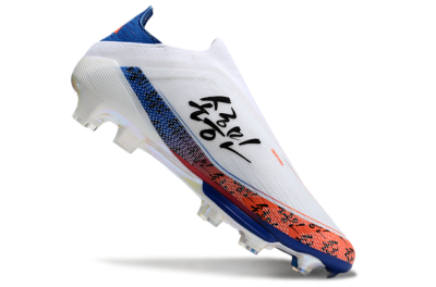 Adidas F50 Elite Lightstrike Pro Laceless FG Low-Tops Football Boots - White/Orange/Blue