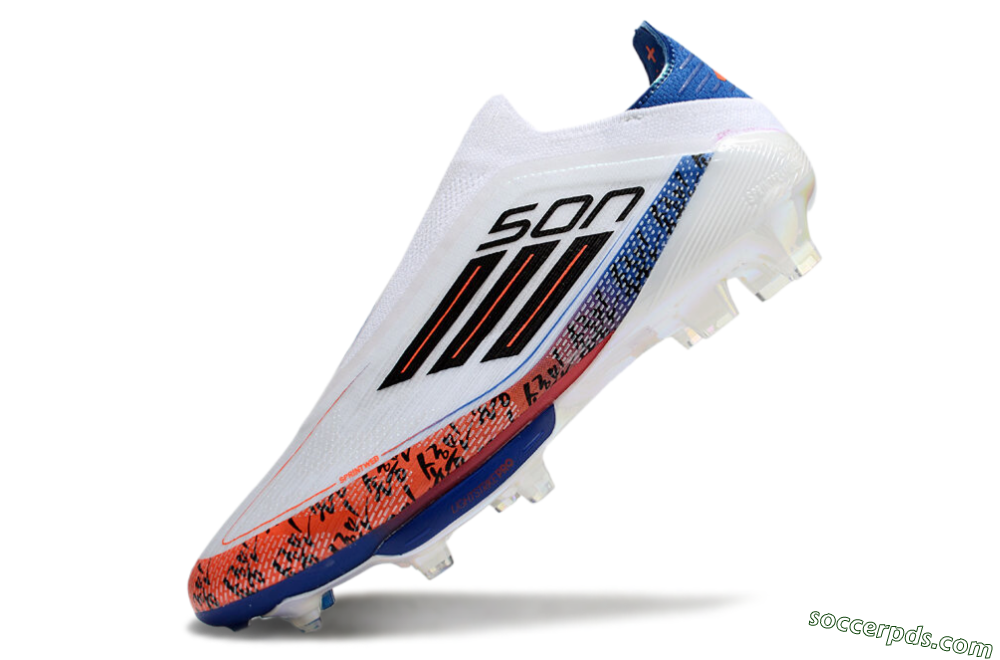 Adidas F50 Elite Lightstrike Pro Laceless FG Low-Tops Football Boots - White/Orange/Blue 5