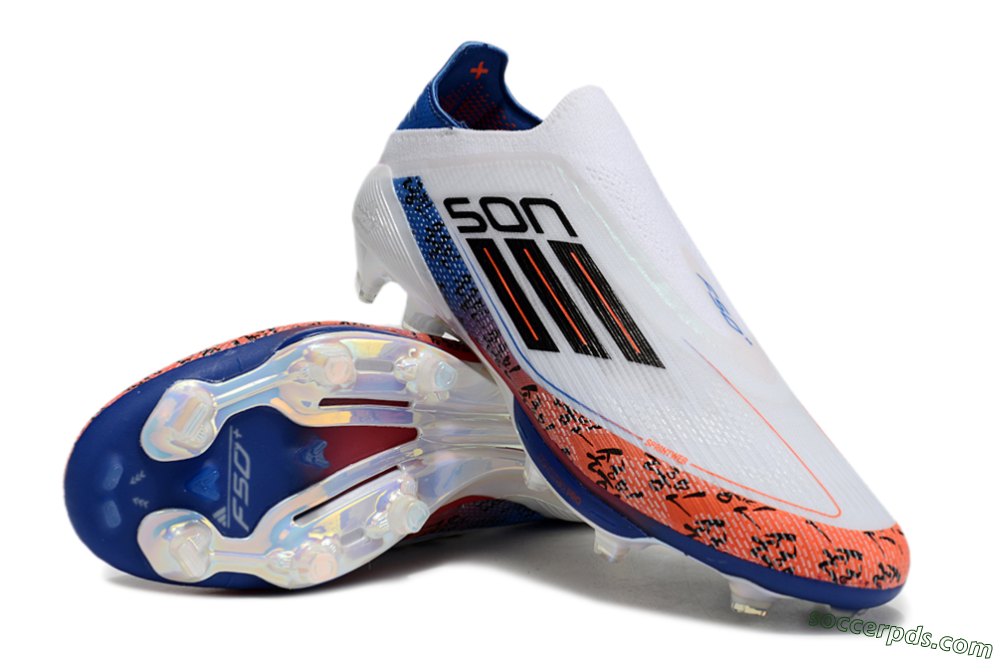 Adidas F50 Elite Lightstrike Pro Laceless FG Low-Tops Football Boots - White/Orange/Blue 3