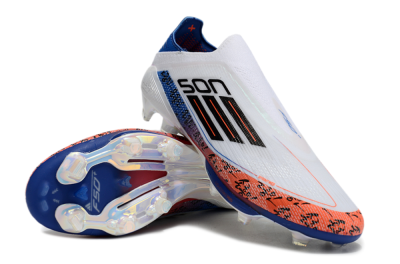Adidas F50 Elite Lightstrike Pro Laceless FG Low-Tops Football Boots - White/Orange/Blue