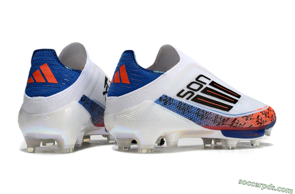Adidas F50 Elite Lightstrike Pro Laceless FG Low-Tops Football Boots - White/Orange/Blue 6