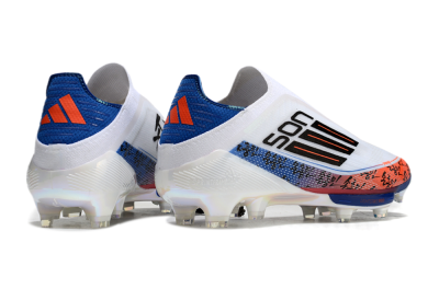 Adidas F50 Elite Lightstrike Pro Laceless FG Low-Tops Football Boots - White/Orange/Blue
