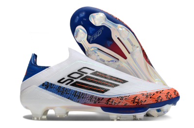 Adidas F50 Elite Lightstrike Pro Laceless FG Low-Tops Football Boots - White/Orange/Blue