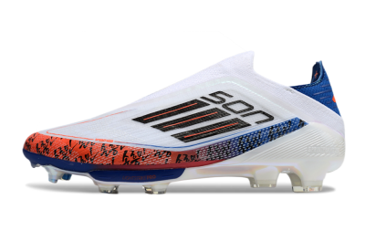 Adidas F50 Elite Lightstrike Pro Laceless FG Low-Tops Football Boots - White/Orange/Blue