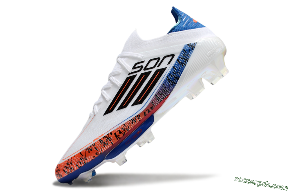 Adidas F50 Elite Lightstrike Pro FG Low-Tops Football Boots - White/Orange/Blue 5