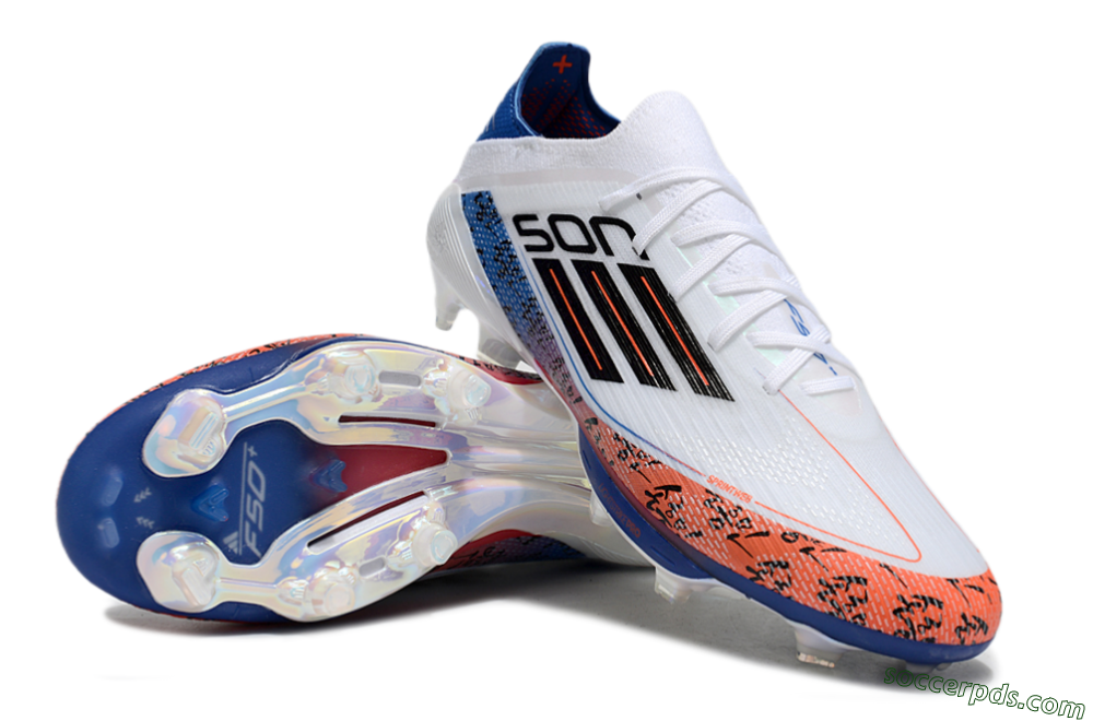 Adidas F50 Elite Lightstrike Pro FG Low-Tops Football Boots - White/Orange/Blue 3