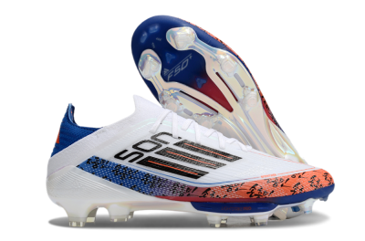 Adidas F50 Elite Lightstrike Pro FG Low-Tops Football Boots - White/Orange/Blue