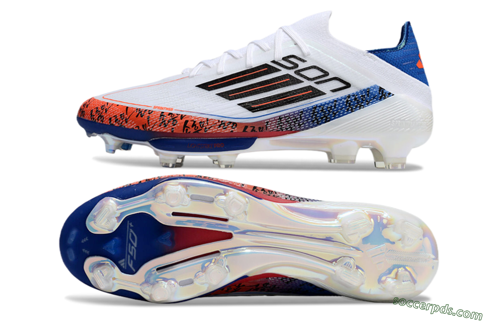Adidas F50 Elite Lightstrike Pro FG Low-Tops Football Boots - White/Orange/Blue 0