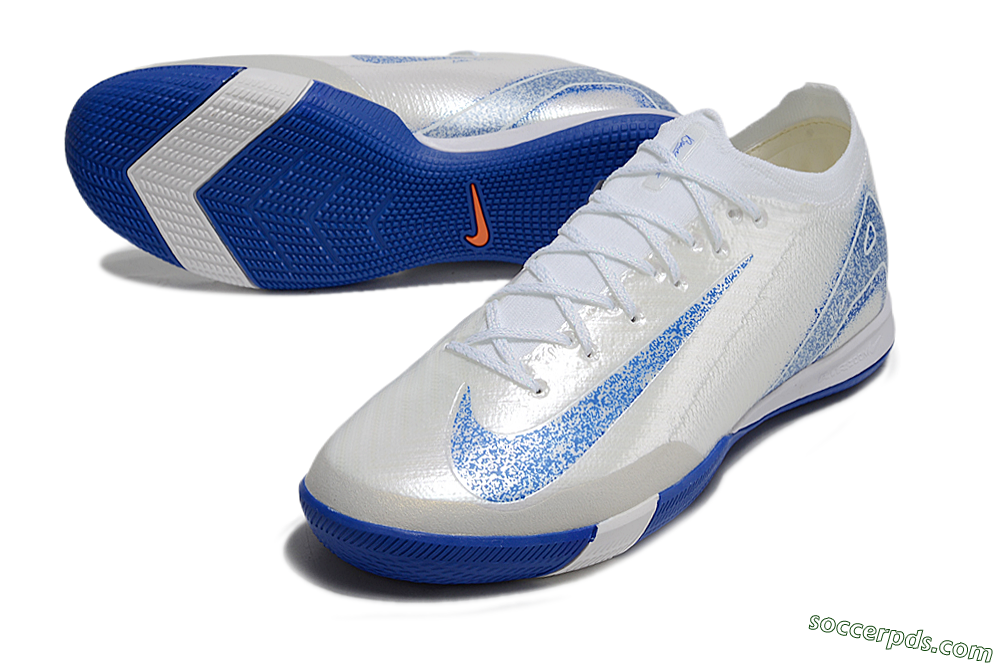 Nike Air Zoom Mercurial Vapor 16 Elite IC Low-Tops Football Shoes - Beige/Blue/White 3