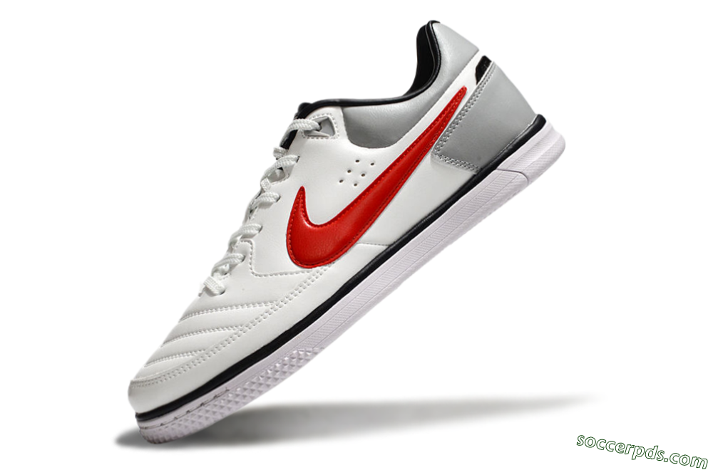 Nike Street Gato IC Low-Tops Football Shoes - White/Red/Silver 5