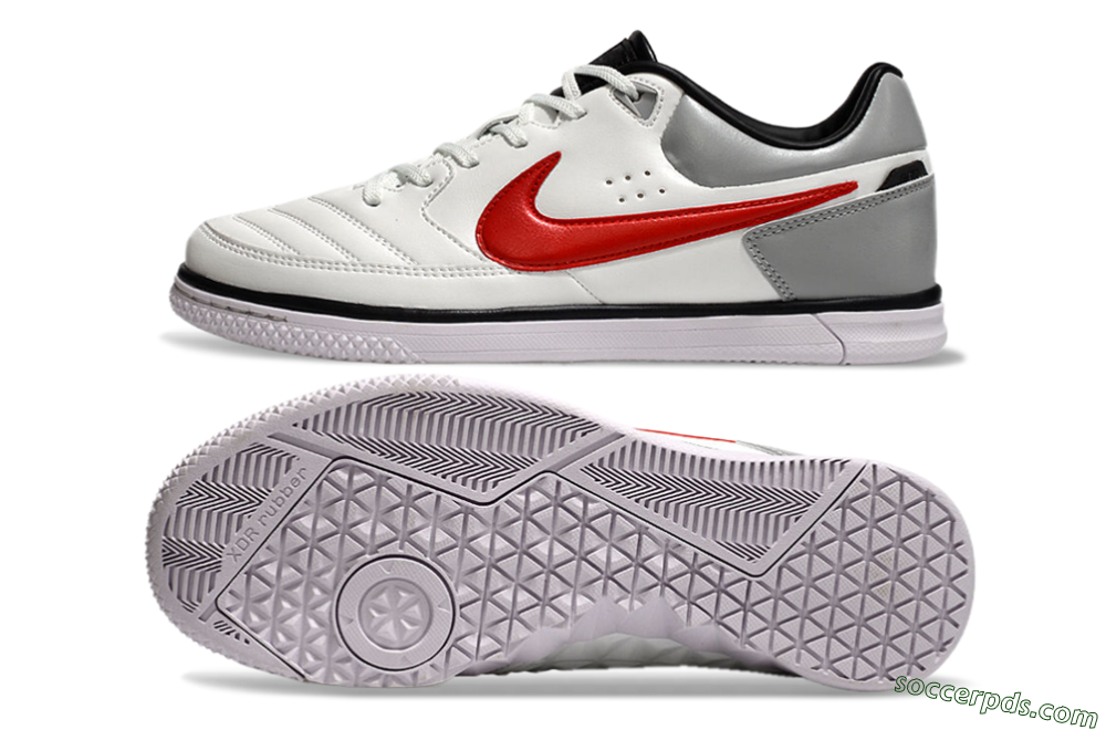 Nike Street Gato IC Low-Tops Football Shoes - White/Red/Silver 0