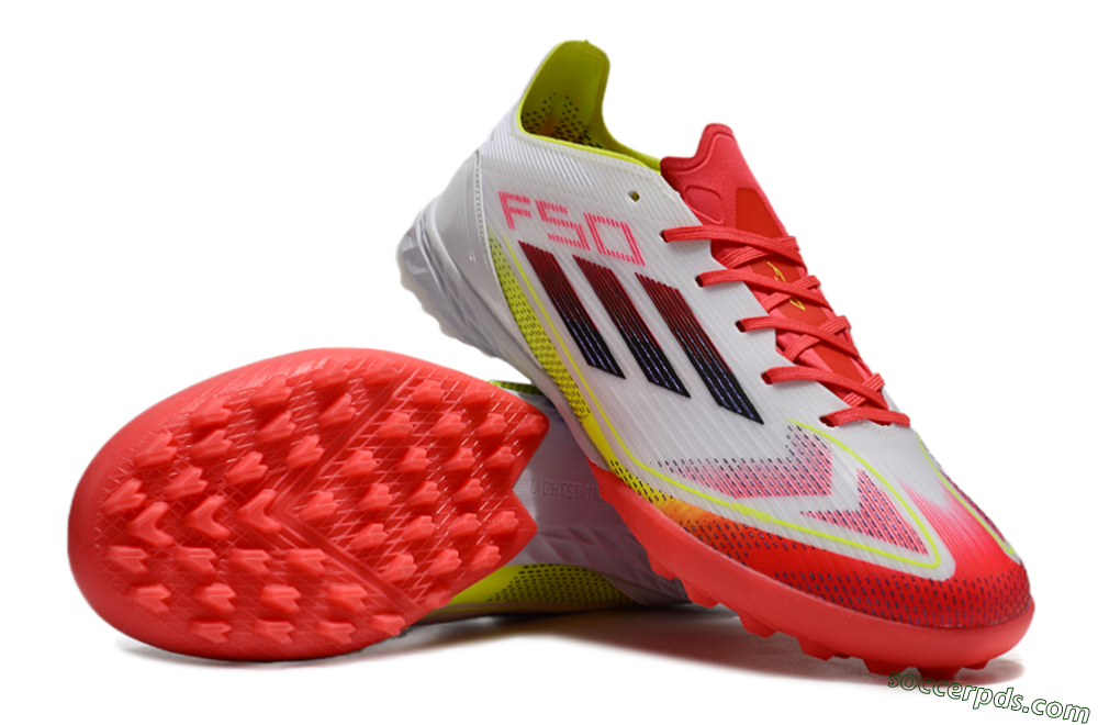 Adidas F50 Elite TF Low-Tops Football Shoes - White/Red/Yellow 2