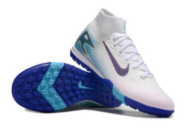 Nike Air Zoom Mercurial Superfly 10 Elite TF High-Tops Football Shoes - White/Purple/Blue