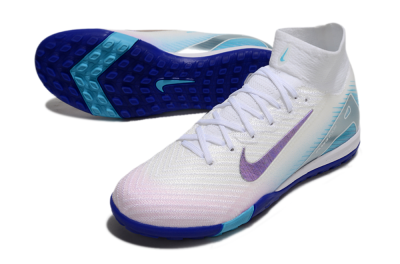 Nike Air Zoom Mercurial Superfly 10 Elite TF High-Tops Football Shoes - White/Purple/Blue