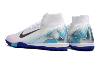 Nike Air Zoom Mercurial Superfly 10 Elite TF High-Tops Football Shoes - White/Purple/Blue