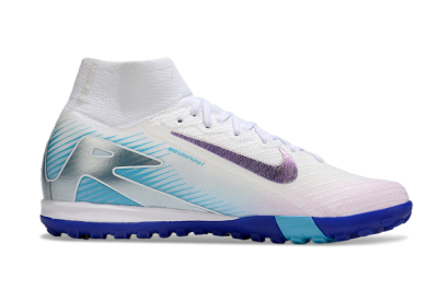 Nike Air Zoom Mercurial Superfly 10 Elite TF High-Tops Football Shoes - White/Purple/Blue