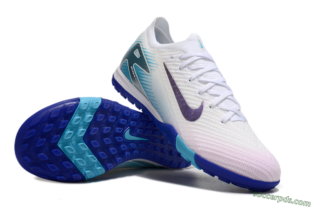 Nike Air Zoom Mercurial Vapor 16 Elite TF Low-Tops Football Shoes - White/Purple/Blue 0