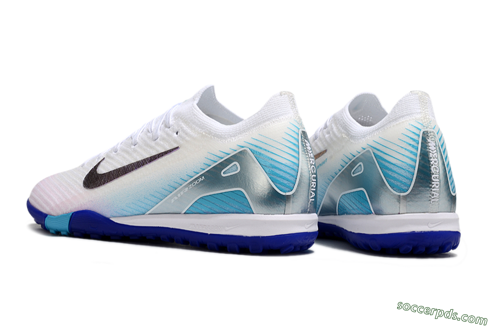 Nike Air Zoom Mercurial Vapor 16 Elite TF Low-Tops Football Shoes - White/Purple/Blue 4