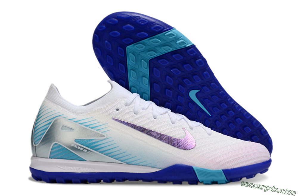 Nike Air Zoom Mercurial Vapor 16 Elite TF Low-Tops Football Shoes - White/Purple/Blue 1