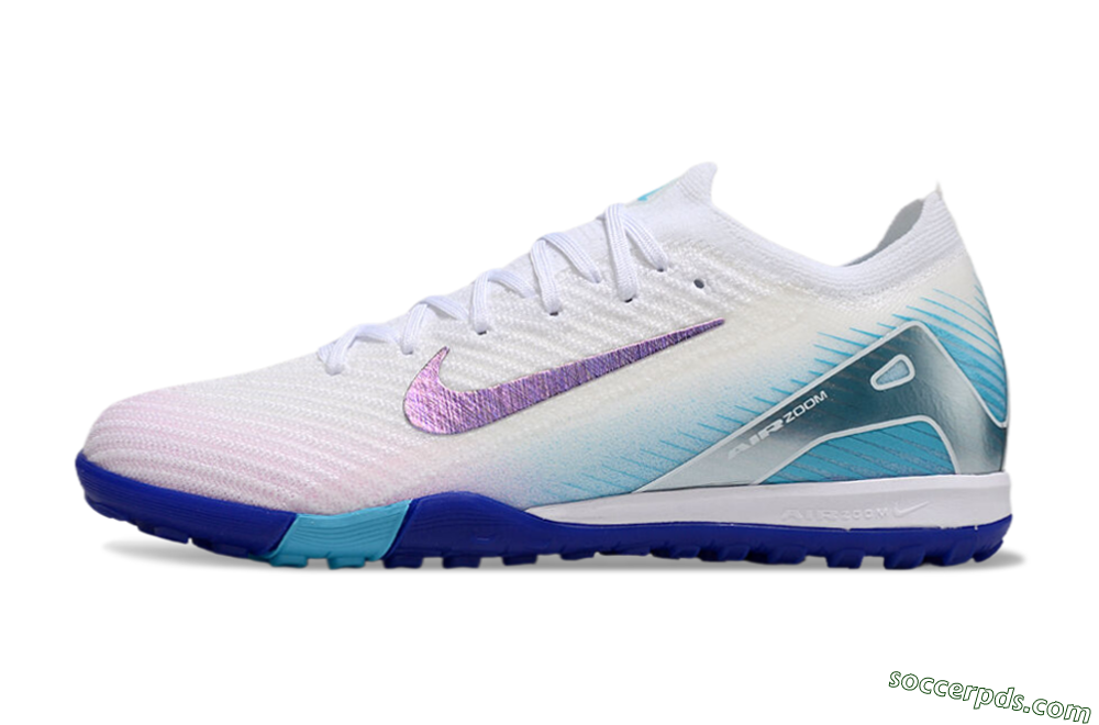 Nike Air Zoom Mercurial Vapor 16 Elite TF Low-Tops Football Shoes - White/Purple/Blue 2