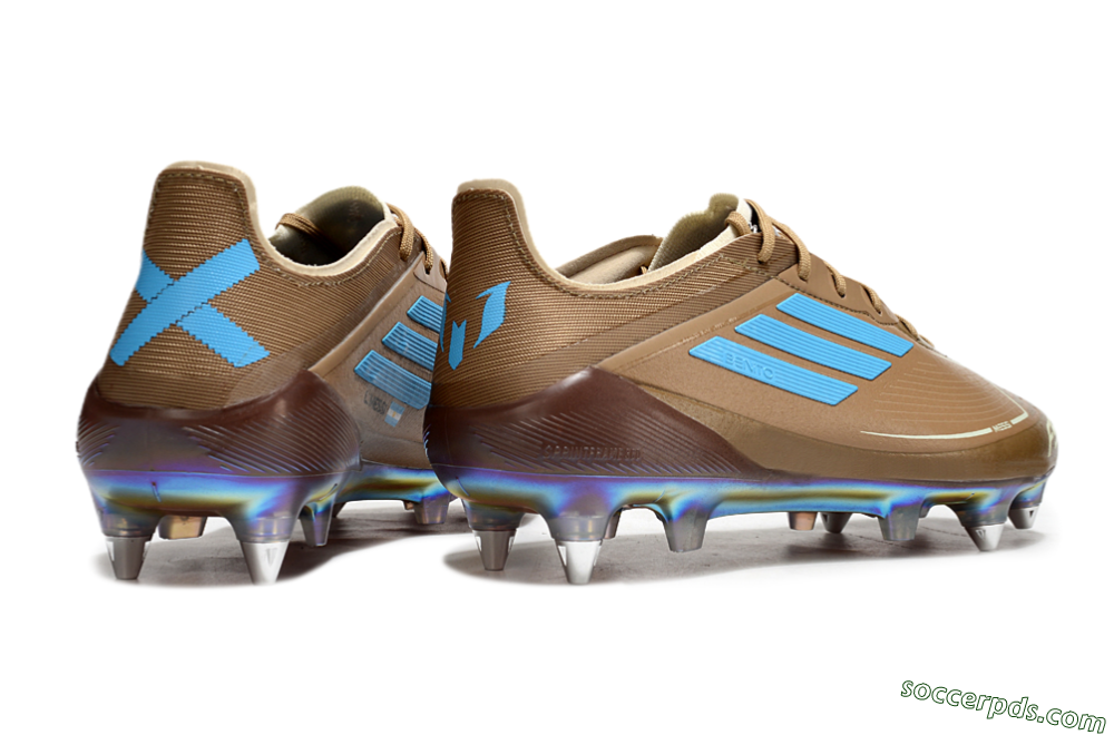 Messi x Adidas F50 Elite SG Low-Tops Football Boots - Brown/White/Blue 6