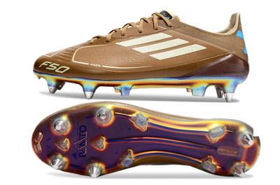Messi x Adidas F50 Elite SG Low-Tops Football Boots - Brown/White/Blue