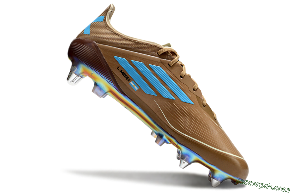 Messi x Adidas F50 Elite SG Low-Tops Football Boots - Brown/White/Blue 4