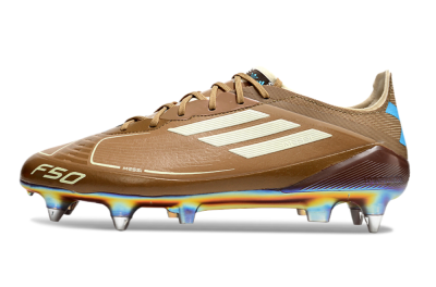 Messi x Adidas F50 Elite SG Low-Tops Football Boots - Brown/White/Blue