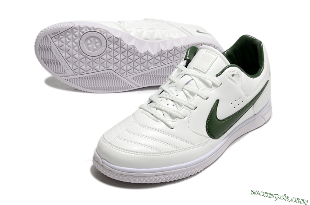 Nike Street Gato IC Low-Tops Football Shoes - White/Green 3