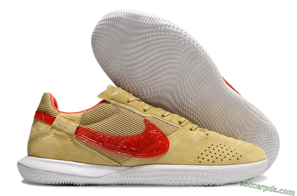 Nike Street Gato IC Low-Tops Football Shoes - Khaki/Red/White 1