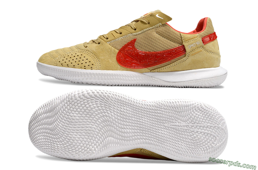Nike Street Gato IC Low-Tops Football Shoes - Khaki/Red/White 0