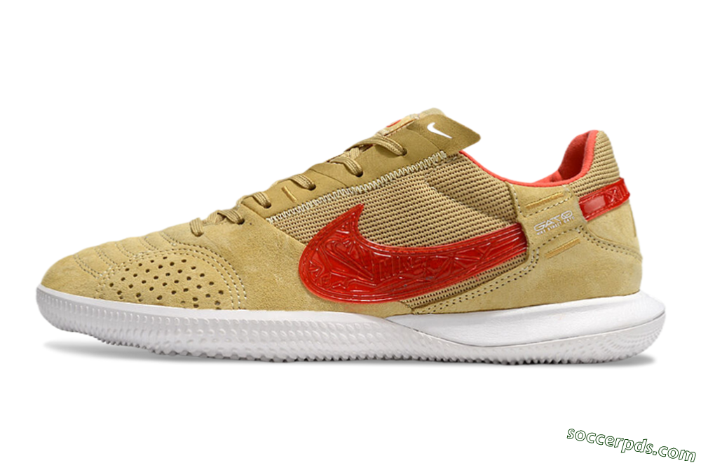 Nike Street Gato IC Low-Tops Football Shoes - Khaki/Red/White 2