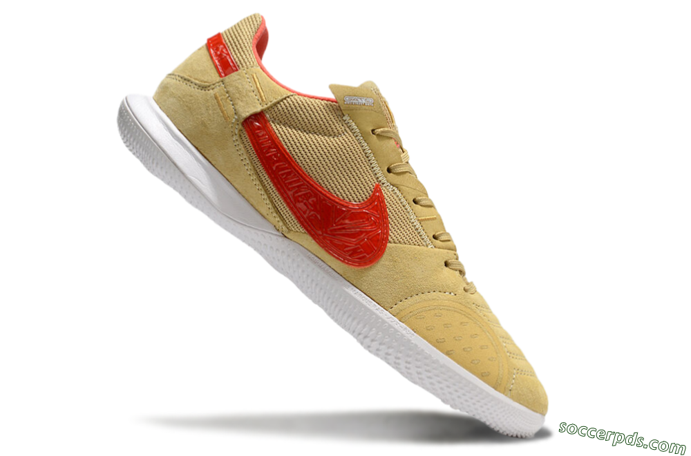Nike Street Gato IC Low-Tops Football Shoes - Khaki/Red/White 4