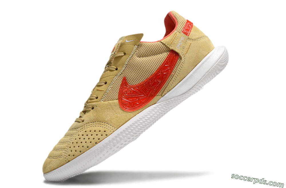 Nike Street Gato IC Low-Tops Football Shoes - Khaki/Red/White 5