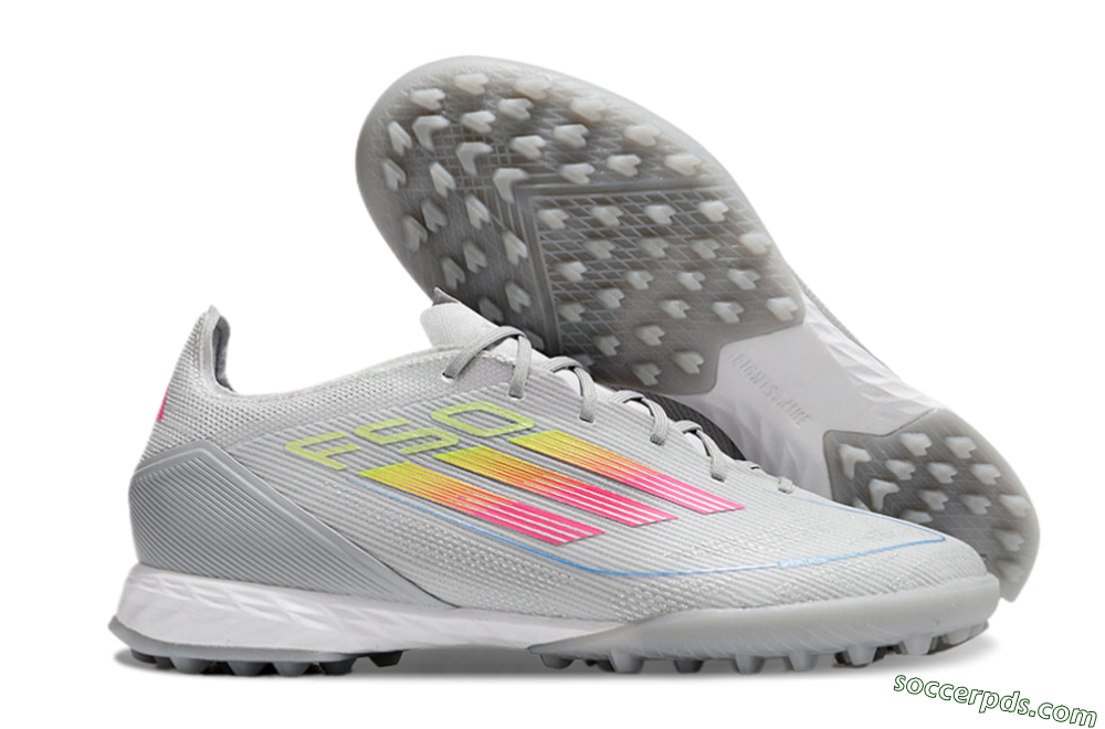 Adidas F50 Pro TF Low-Tops Football Shoes - Grey/Gold/Pink 1