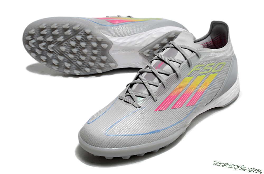 Adidas F50 Pro TF Low-Tops Football Shoes - Grey/Gold/Pink 3