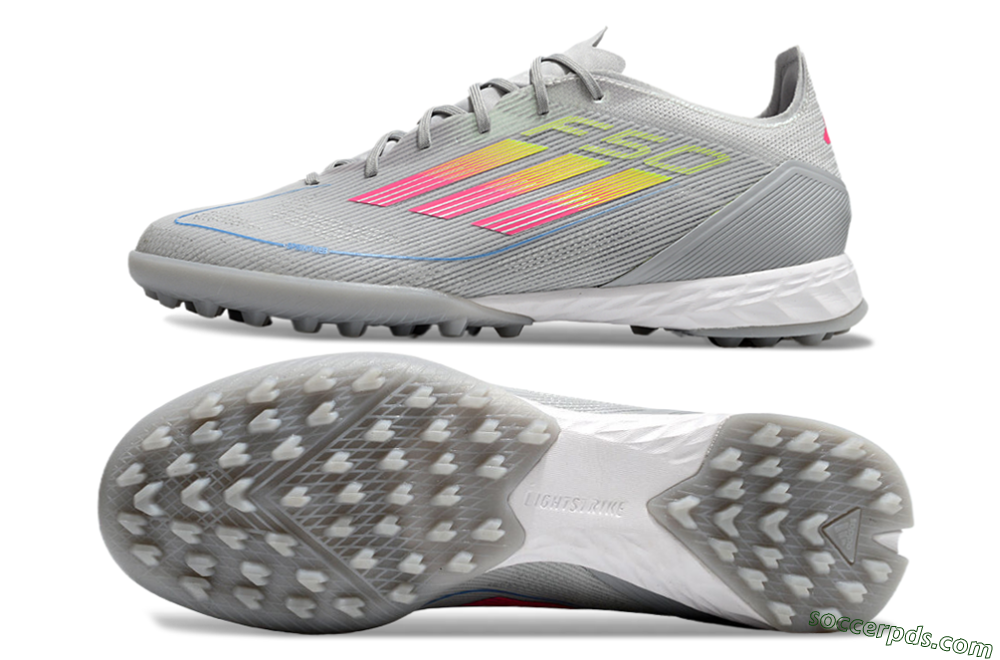 Adidas F50 Pro TF Low-Tops Football Shoes - Grey/Gold/Pink 0