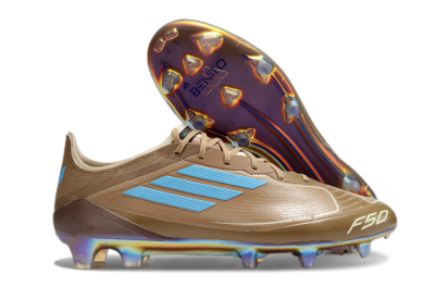 Messi x Adidas F50 Elite FG Low-Tops Football Boots - Brown/White/Blue