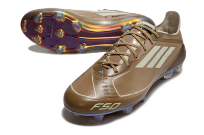 Messi x Adidas F50 Elite FG Low-Tops Football Boots - Brown/White/Blue