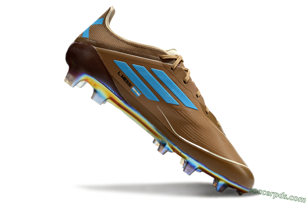 Messi x Adidas F50 Elite FG Low-Tops Football Boots - Brown/White/Blue 4