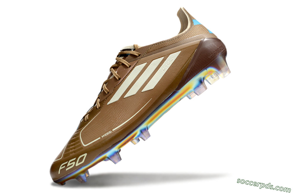 Messi x Adidas F50 Elite FG Low-Tops Football Boots - Brown/White/Blue 5