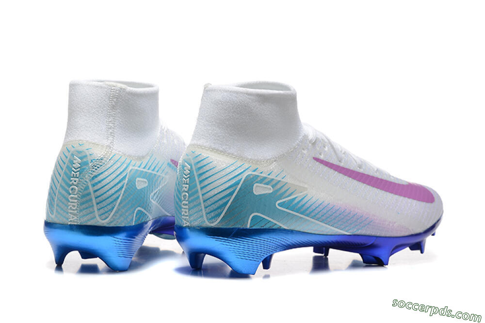 Nike Air Zoom Mercurial Superfly 10 Elite FG High-Tops Football Boots - White/Purple/Blue 9