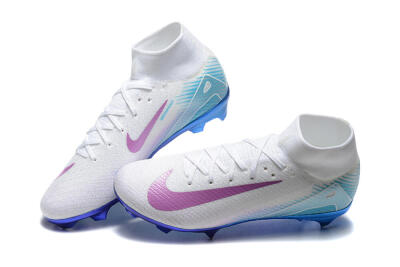 Nike Air Zoom Mercurial Superfly 10 Elite FG High-Tops Football Boots - White/Purple/Blue