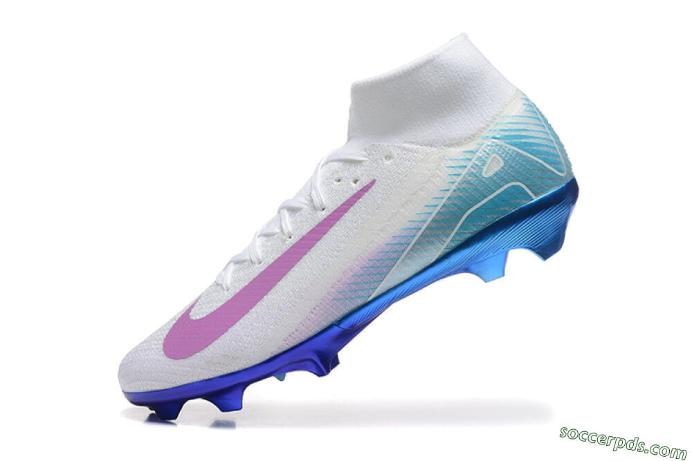 Nike Air Zoom Mercurial Superfly 10 Elite FG High-Tops Football Boots - White/Purple/Blue 8