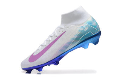 Nike Air Zoom Mercurial Superfly 10 Elite FG High-Tops Football Boots - White/Purple/Blue