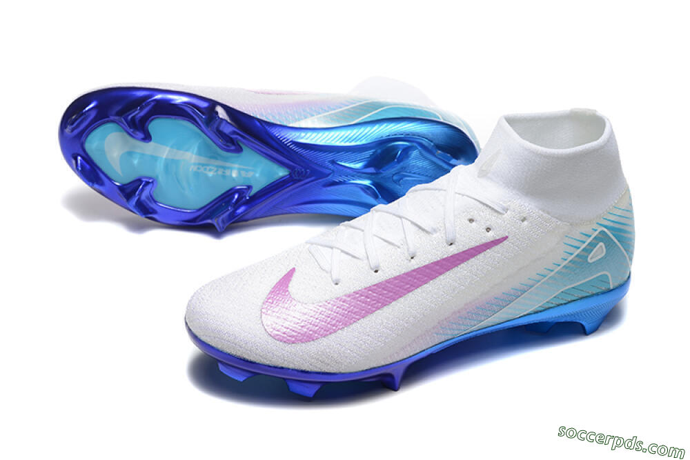 Nike Air Zoom Mercurial Superfly 10 Elite FG High-Tops Football Boots - White/Purple/Blue 3