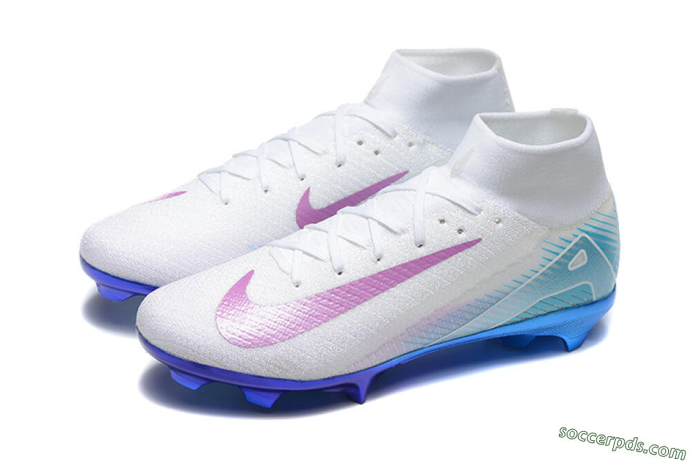 Nike Air Zoom Mercurial Superfly 10 Elite FG High-Tops Football Boots - White/Purple/Blue 5