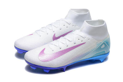 Nike Air Zoom Mercurial Superfly 10 Elite FG High-Tops Football Boots - White/Purple/Blue
