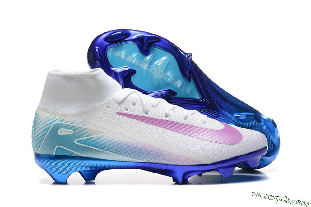 Nike Air Zoom Mercurial Superfly 10 Elite FG High-Tops Football Boots - White/Purple/Blue 1